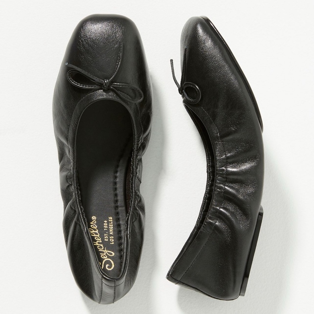 Seychelles Black Leather Ballet Flats